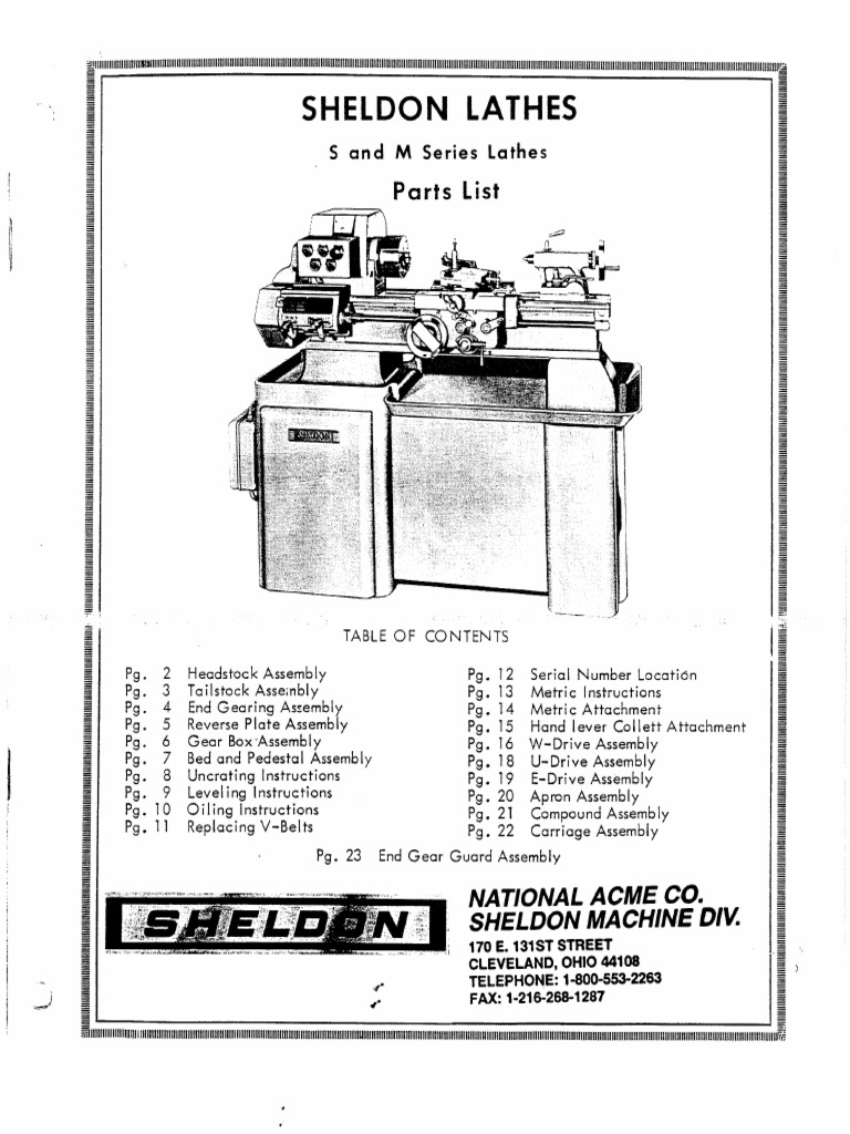 Sheldon Lathe S & M After 27310 | PDF