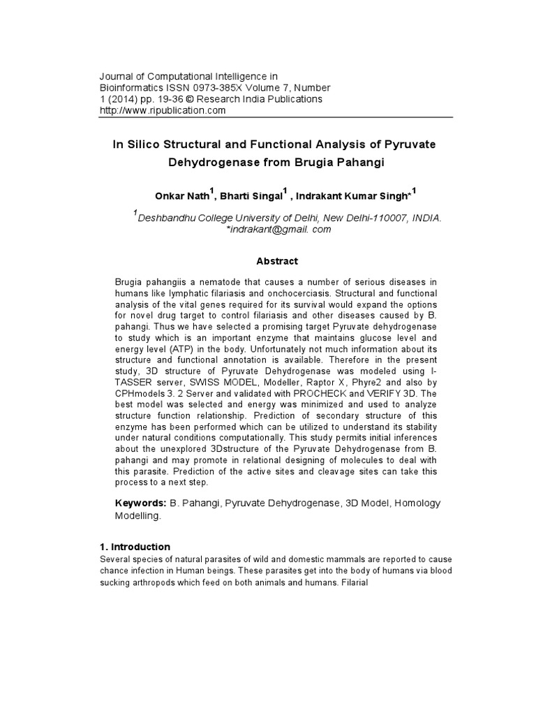 In Silico Structural and Functional Anal PDF | PDF | National Center ...