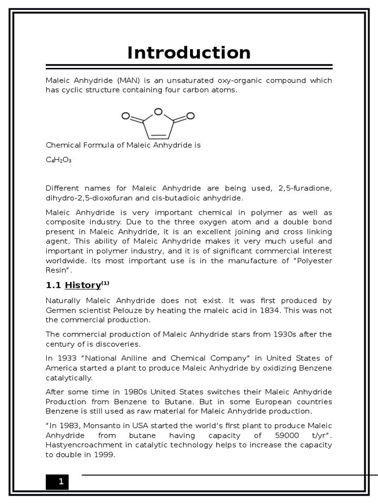 Overview of Maleic Anhydride Uses | PDF | Physical Sciences | Chemical ...