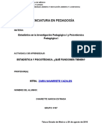 Licenciatura en Pedagogía: Estadística en La Investigación Pedagógica I y Psicotécnica Pedagógica I