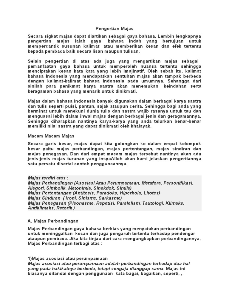 Pengertian Majas Pdf