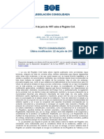 Ley sobre el Registro Civil. Ultima actualización 22 de julio de 2011