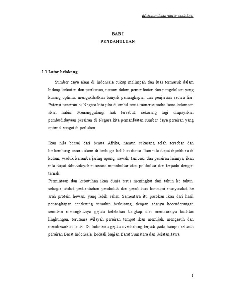 Makalah Dasar Dasar Budidaya Perikanan