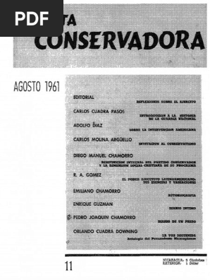 Revista Conservadora No 11 Ago 1961 Nicaragua Los Estados Unidos