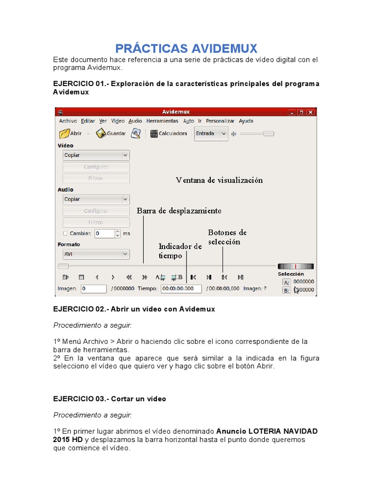 Prácticas de Edición con Avidemux | PDF | Vídeo | Tecnología de televisión