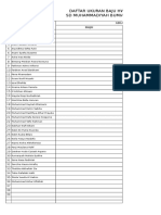 Daftar Ukuran Baju HW SD Muhammadiyah Bumiayu