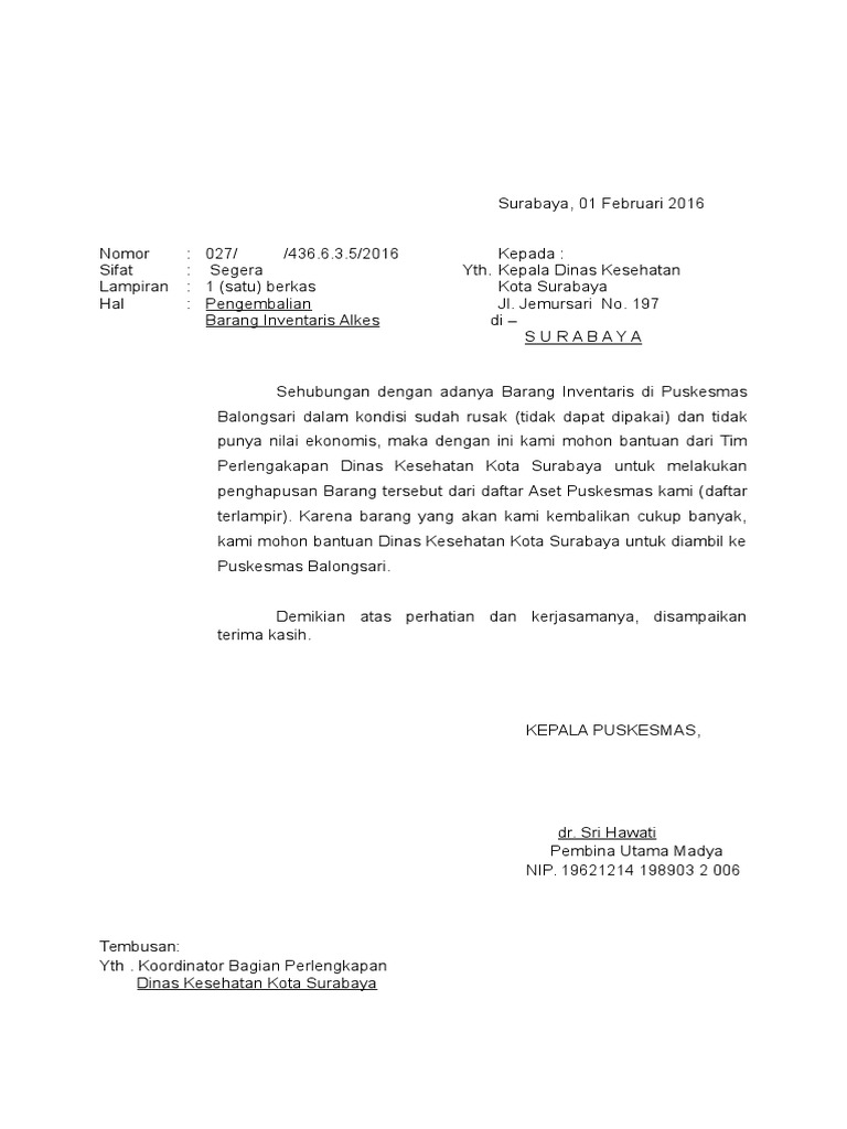 Contoh Surat Pengembalian Barang Rusak