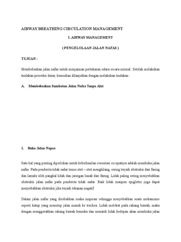 Airway Breathing Circulation Management | PDF