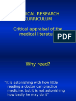 Clinical Research Curriculum Critical Appraisal of The Medical Literature