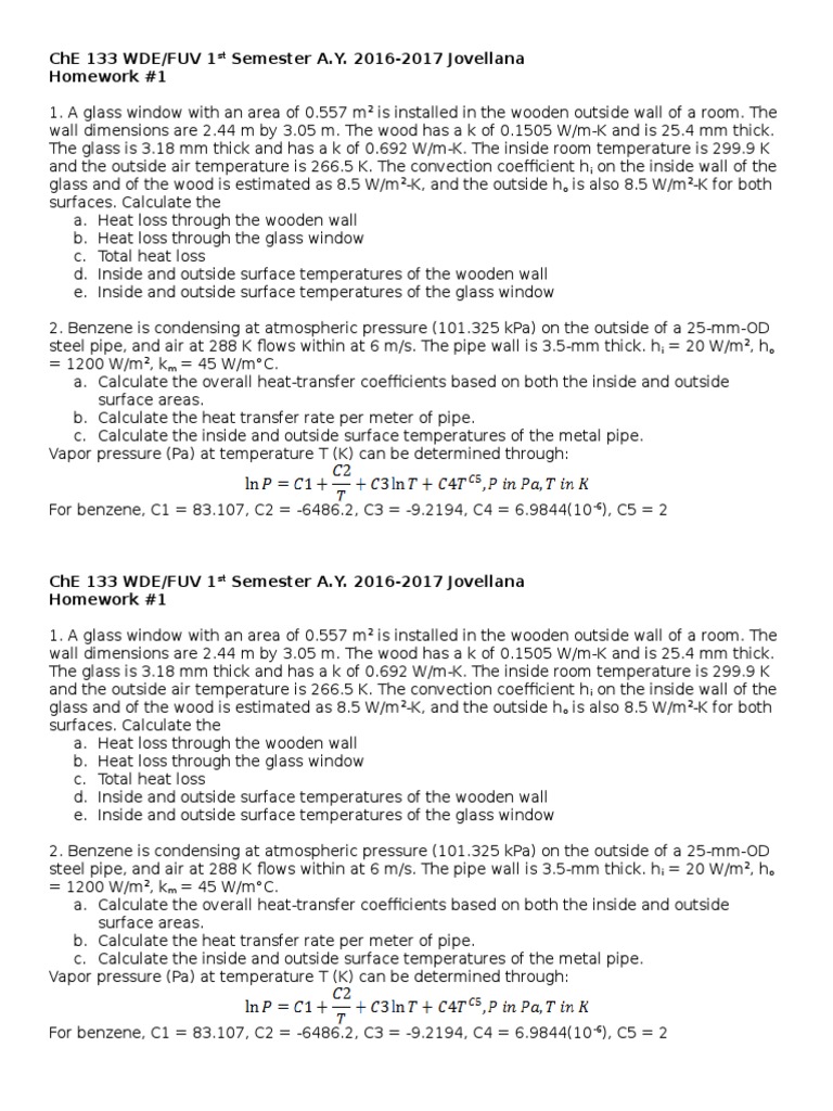 Heat Transfer Calculations for Walls and Pipes | PDF
