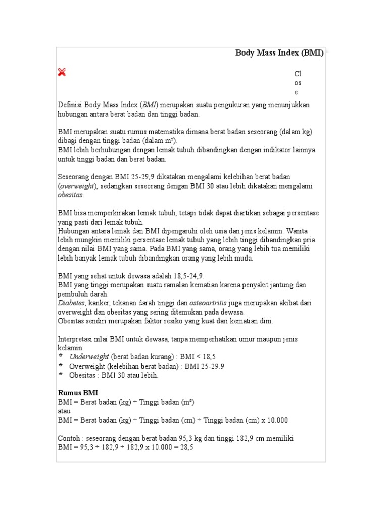 Body Mass Index Pdf