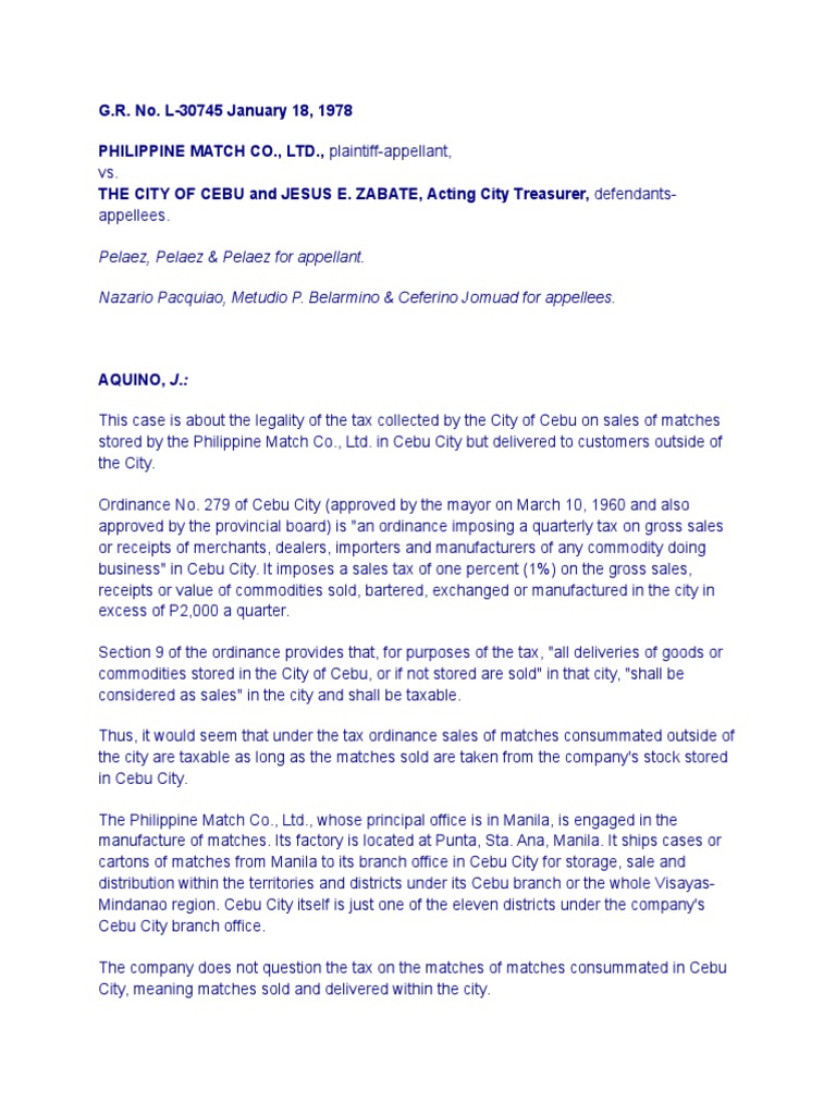 Phil. Match Co. Ltd. vs. City of Cebu PDF Invoice Taxes