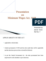 Presentation On Minimum Wages Act, 1948: Presented By: Jeenal Anam Roll No. 7