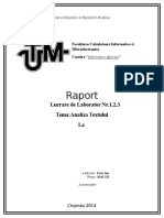 Raport: Lucrare de Laborator Nr.1,2,3 Tema:Analiza Textului La