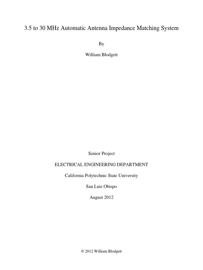 3.5 To 30 MHZ Automatic Antenna Impedance Matching System | PDF ...