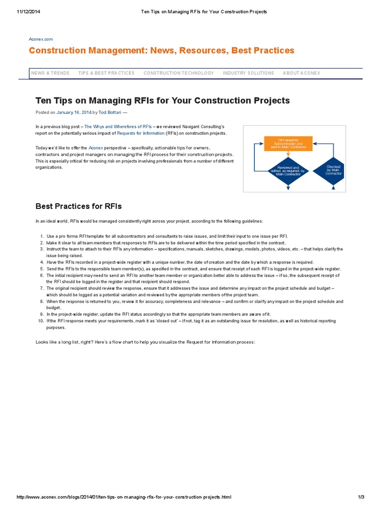 RFI Management Tips for Construction | PDF | Request For Information ...