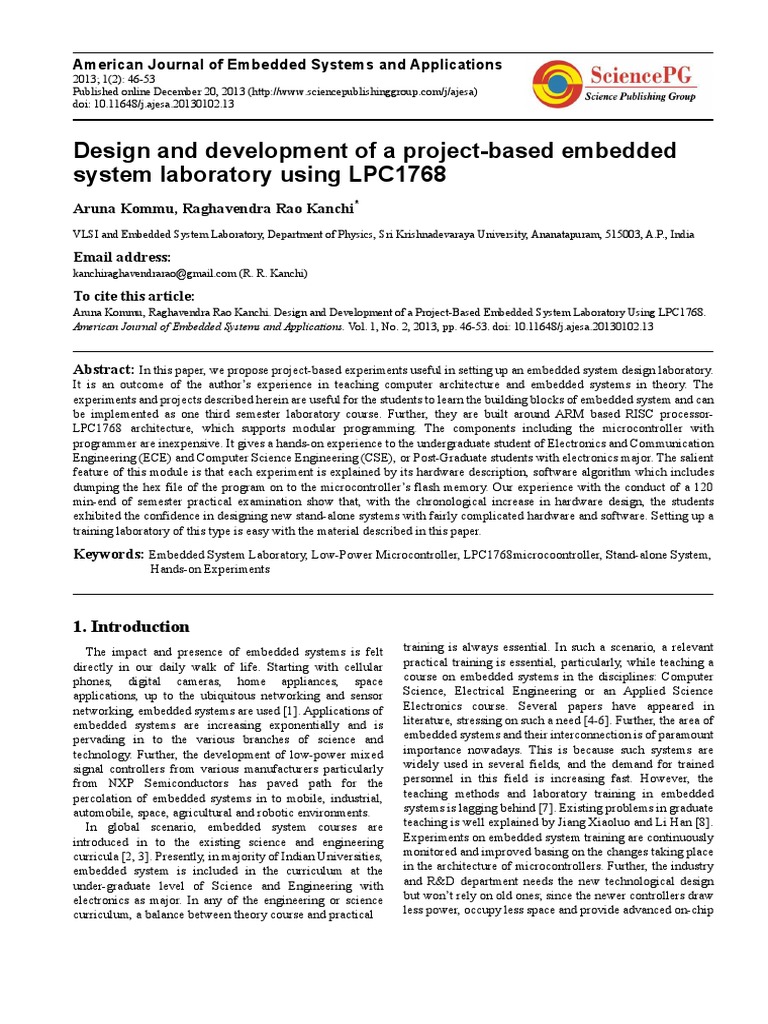 Design and Development of A Project-Based Embedded System Laboratory ...