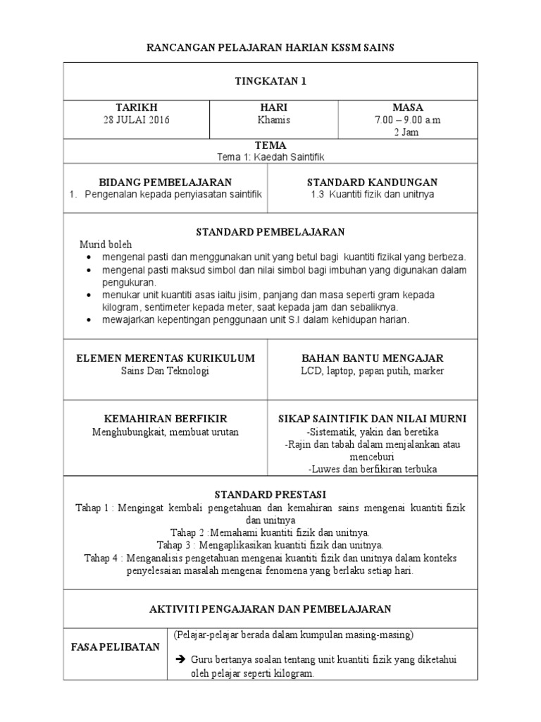 1.3 RPH (5E) Kuantiti Fizik | PDF