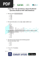 Clear SSC CGL QUANT in 1 Day Predicted Question Bank in PDF With Solutions