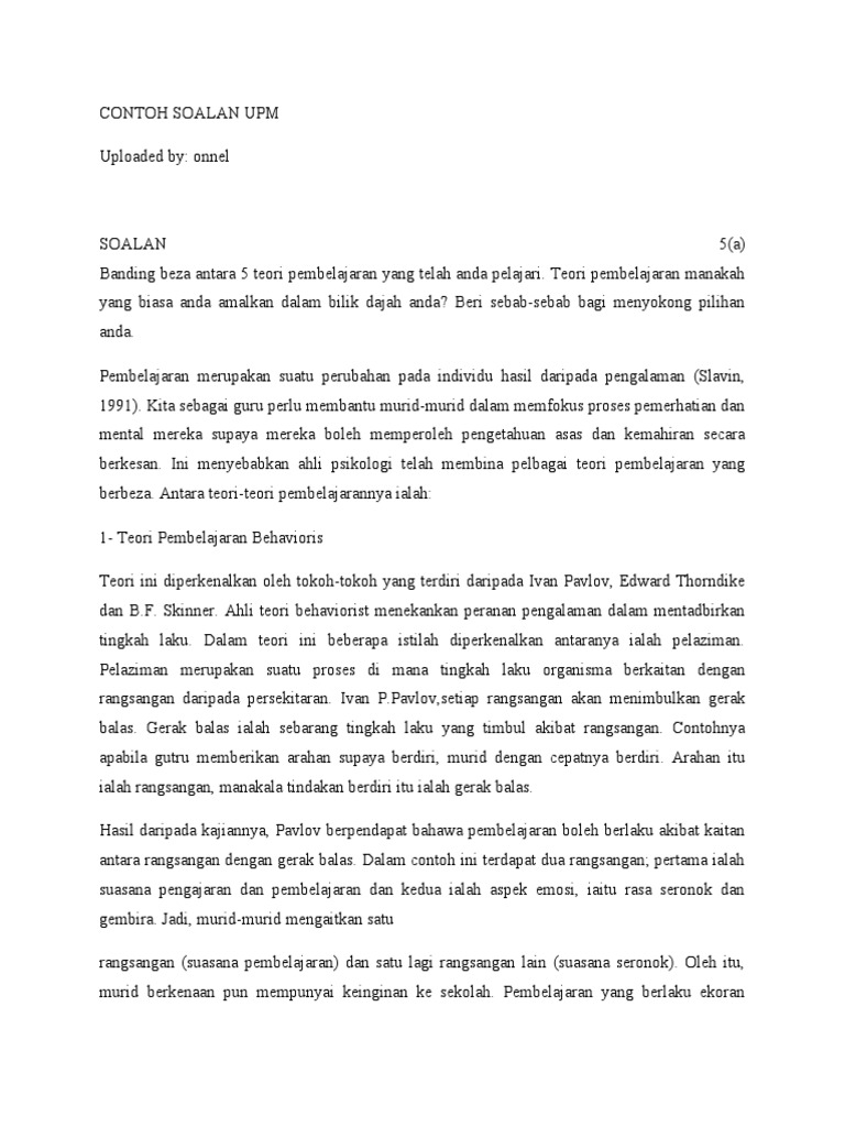 Contoh Soalan Upm | PDF