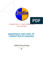 Fordia Corruption Perception Index for Tanzania