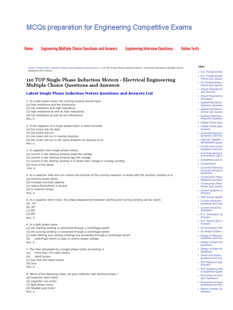 13 110 TOP Single Phase Induction Motors Electrical Engineering