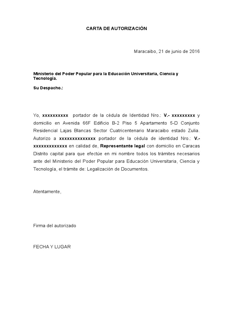 Ejemplo de Carta de Autorización para Trámites Universitarios | PDF