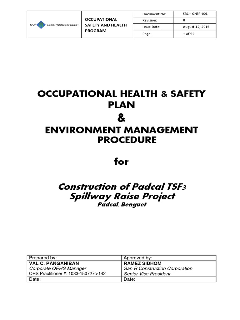 Occupational Safety Plan for Construction | PDF | Occupational Safety ...