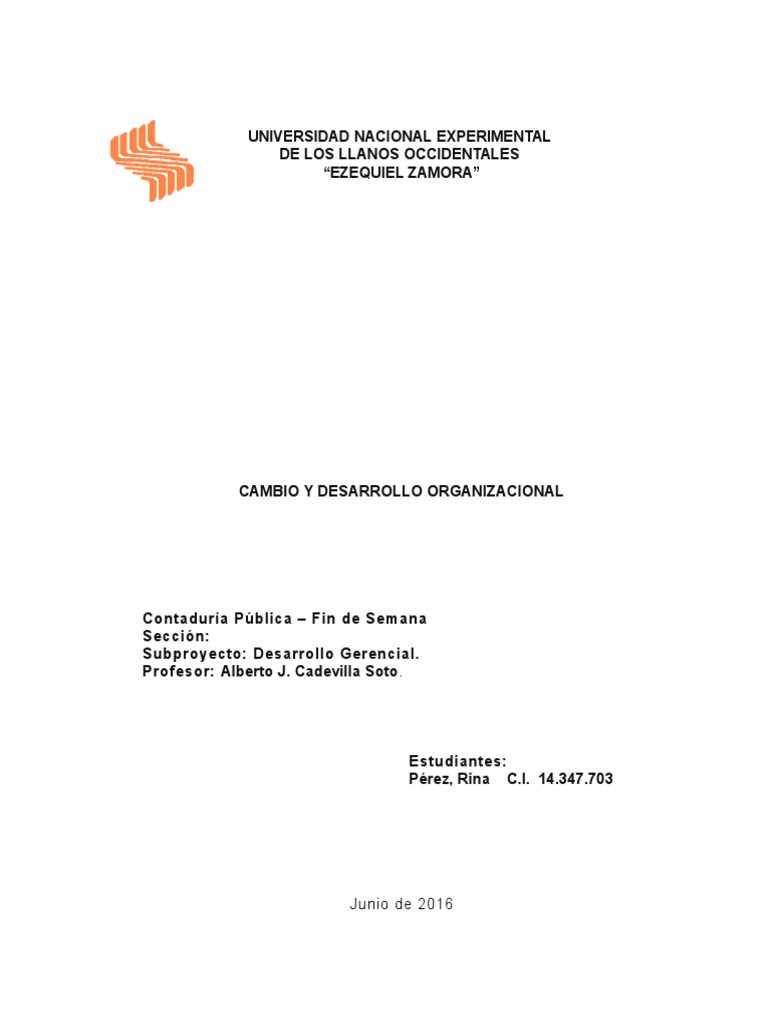 Cambio y Desarrollo Organizacional | PDF | Desarrollo organizacional ...