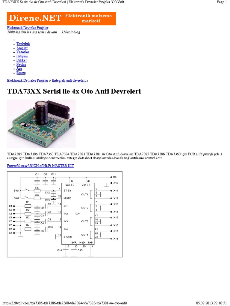 TDA7360 Serisi Ile 4x Oto Anfi Devreleri - Elektronik Devreler Projeler ...
