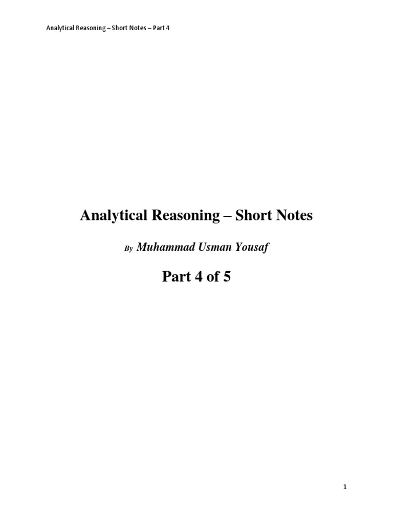 Analytical Reasoning Notes: Suitable Selections | PDF | Teaching ...
