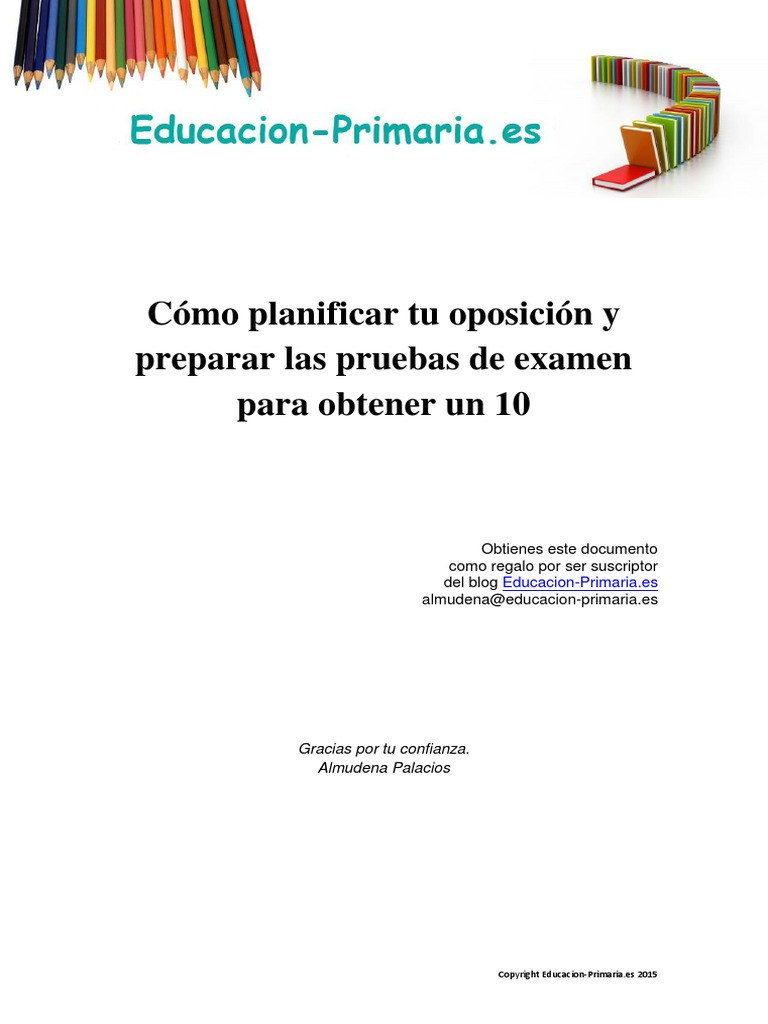 Como Planificar Tu Oposición y Preparar Las Pruebas de Examen para ...