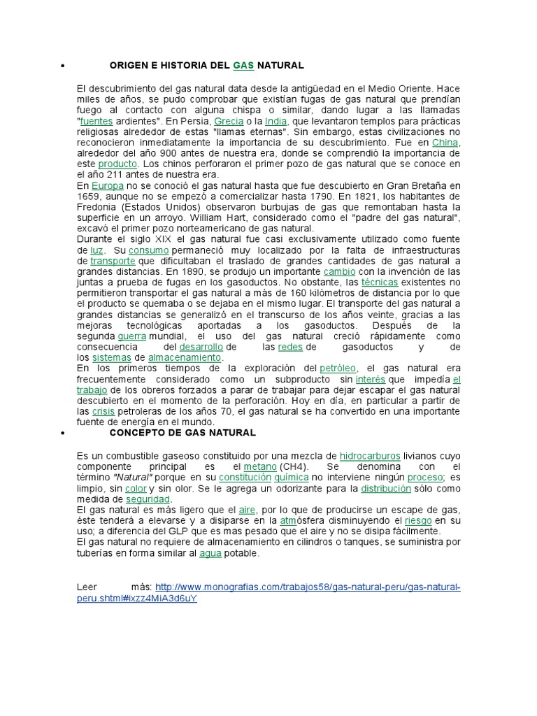 Origen e Historia del Gas Natural | PDF | Gas natural | Petróleo