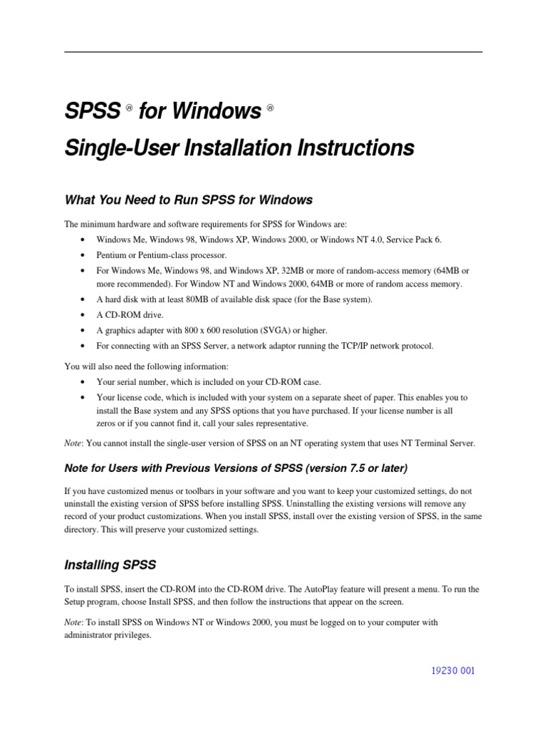 SPSS Installation Guide for Windows | PDF | Installation (Computer ...
