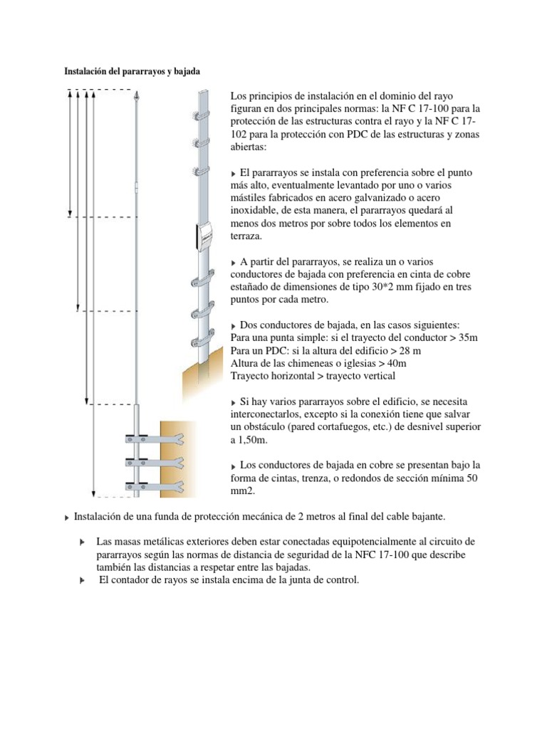 Instalación Del Pararrayos y Bajada | PDF | Tierra | Electricidad