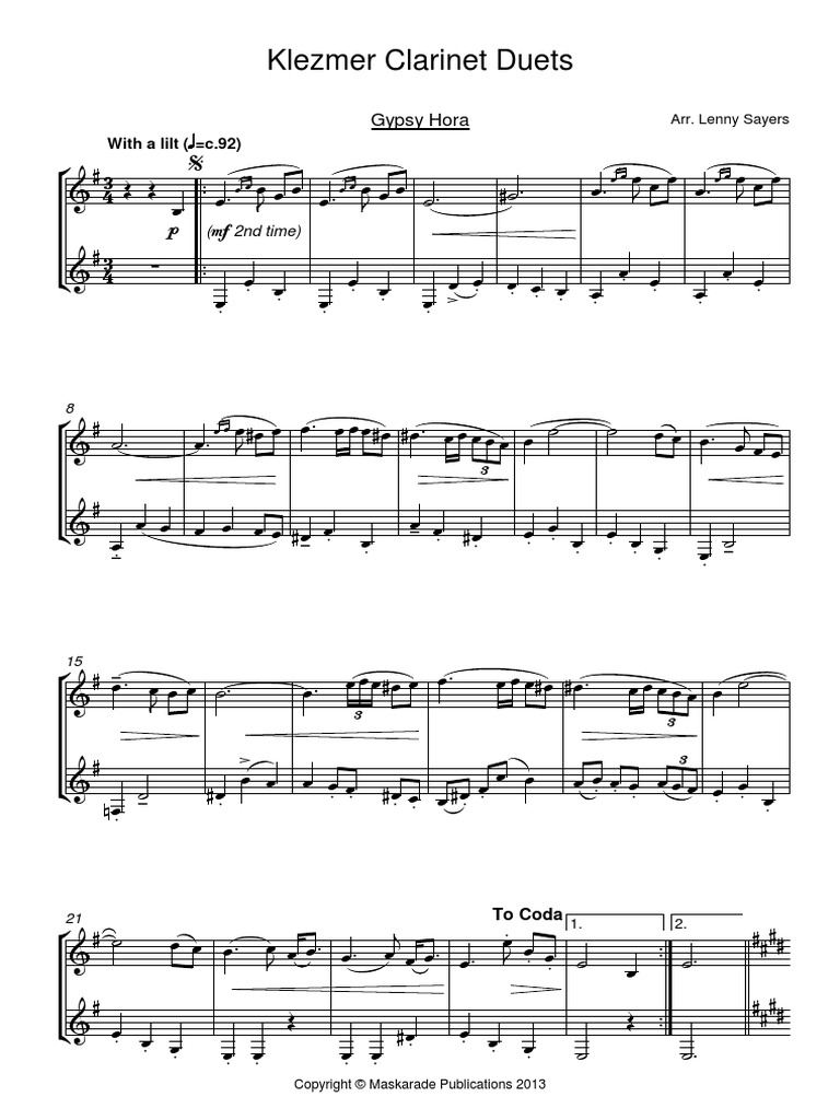 Sayers__Klezmer_Duets_excerpts.pdf Performing Arts Music