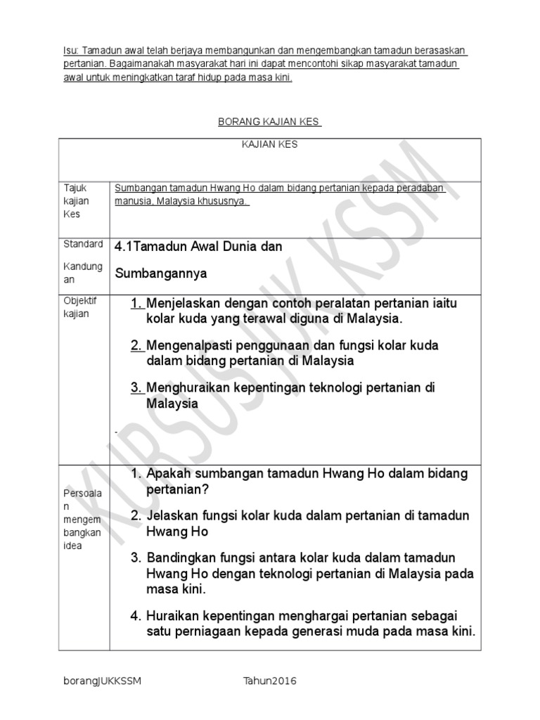 Kajian Kes Sejarah Tingkatan 1 KSSM