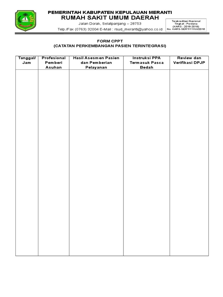 Formulir CPPT Rumah Sakit Meranti | PDF | Teknologi & Rekayasa