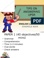 Tips On Answering Upsr: English Language