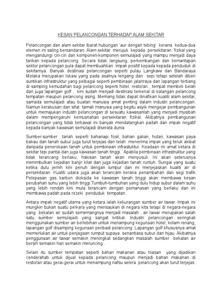 Kesan Pelancongan Pdf