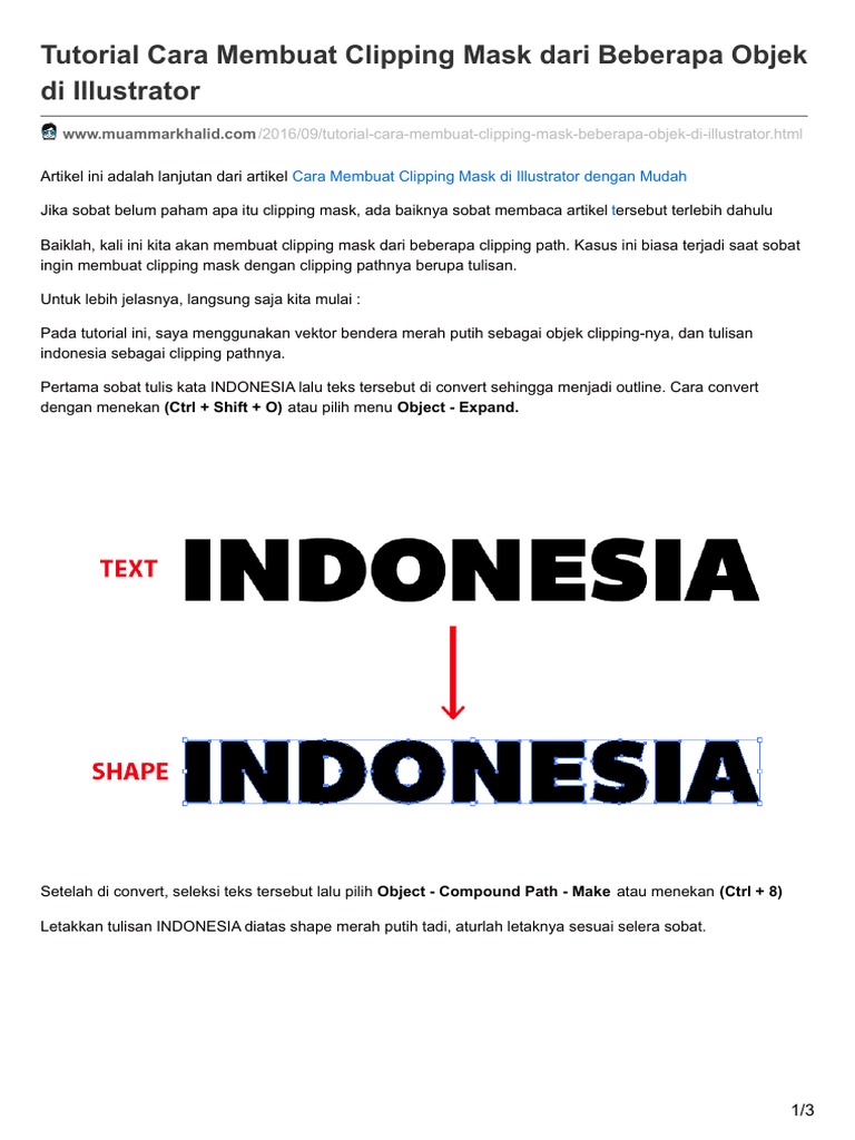Tutorial Clipping Mask di Illustrator | PDF | Komputer