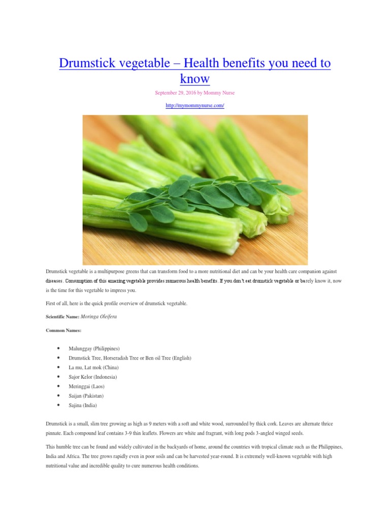 drumstick vegetable – health benefits you need to know