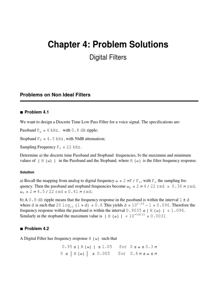 Solutions Chapter4 Low Pass Filter Signal Processing