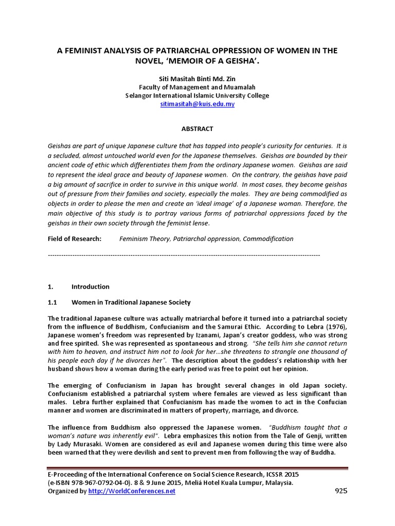 A Feminist Analysis of Patriarchal Oppression of Women in The Novel ...