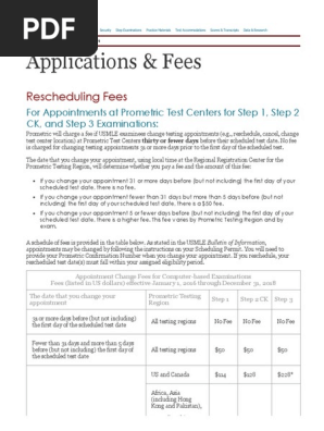 Rescheduling Fees | PDF | United States Medical Licensing 