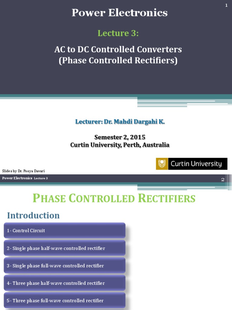 Phase Controlled Ac To DC Converters | PDF | Rectifier | Power Electronics