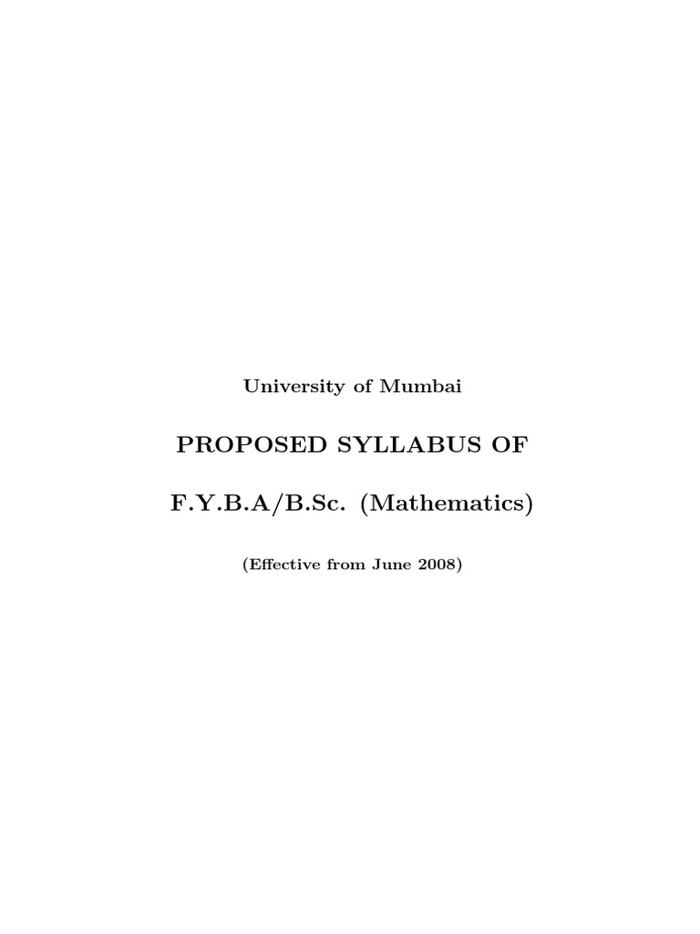 Fy BSC Ba Syllabus Maths | PDF | Derivative | Continuous Function image.