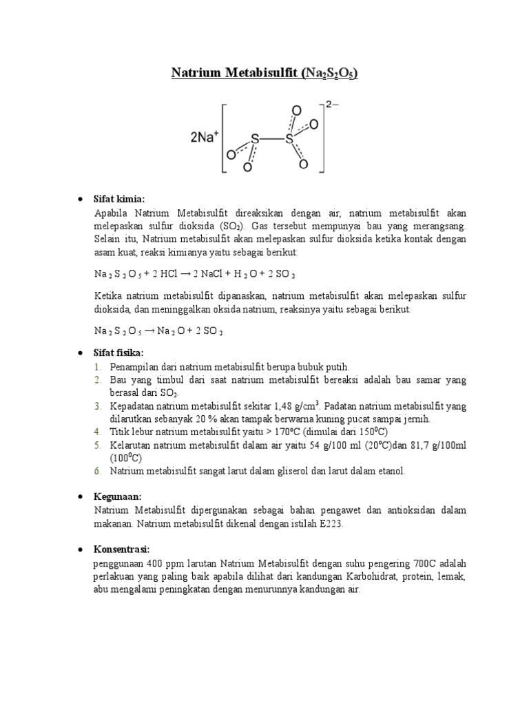 Natrium Metabisulfit | PDF