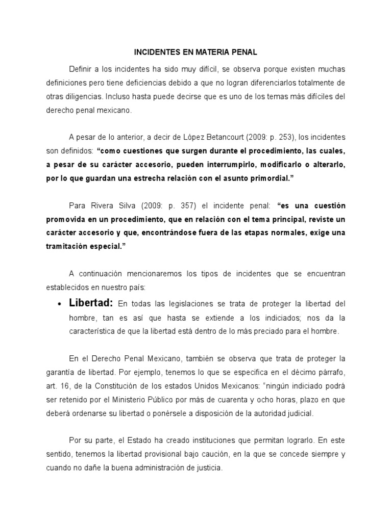 Incidentes en Materia Penal | PDF | Competencia (ley) | Jurisdicción
