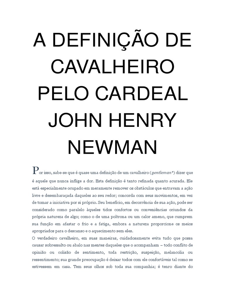 Definição de Cavalheiro por Newman | PDF | Fé | Religião e crença